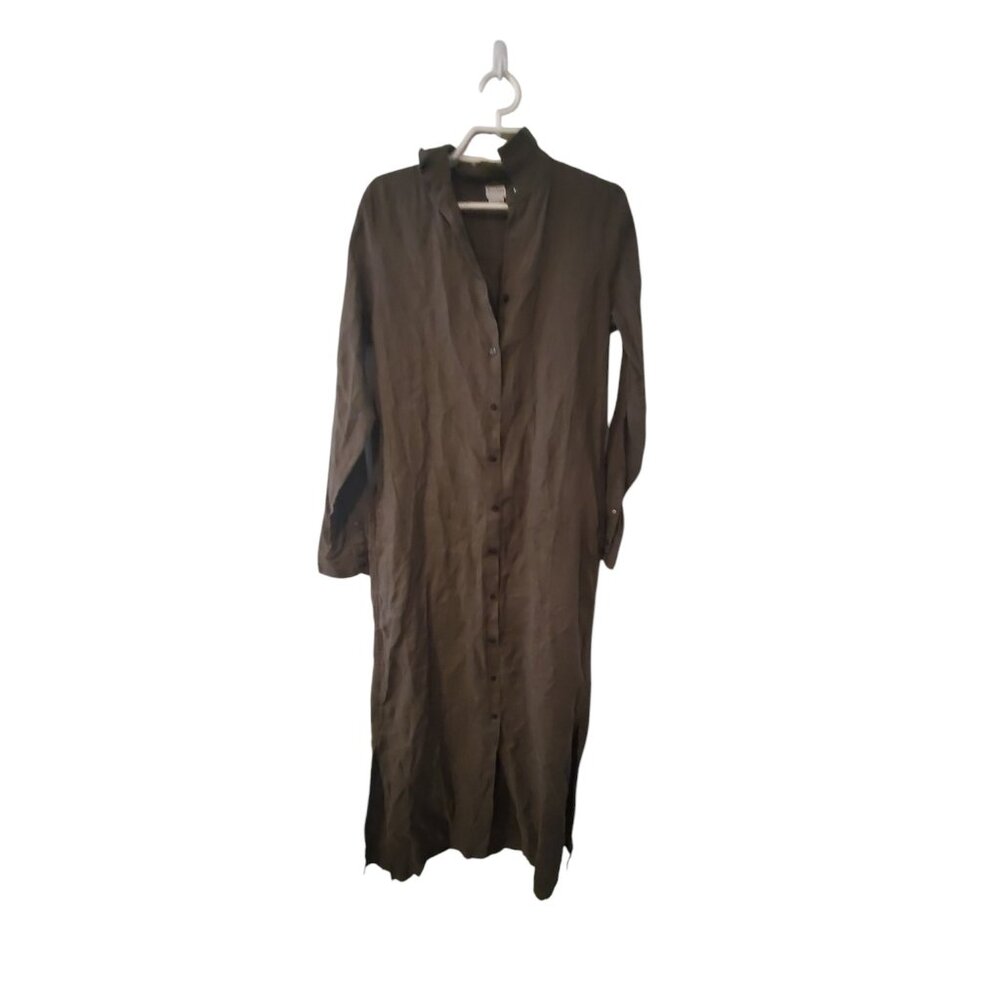Bellamy Gallery dress womens Small linen Europe dark green pockets maxi